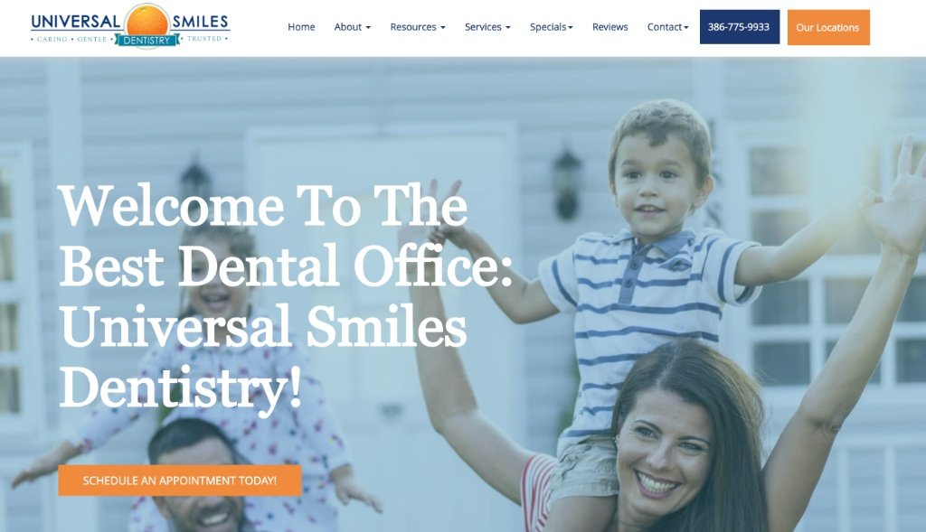 Universal Smiles Dentistry Website Homepage Preview